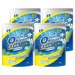 毛寶 Omniklean 酵素制菌洗衣精 補充包 5in1 酵素洗淨 橙花白松香, 1.8kg, 4包