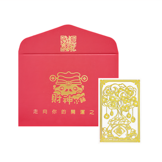 財神小舖 開運金屬貼 黃金招財樹 貴金屬鑲合金 直徑約4cm*6.4cm, 紅色 + 金色, 1張