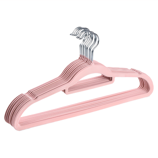 Craftsman In Storage 收納職人 無痕防滑加厚植絨衣架 45cm 10個, 粉紅色, 1組