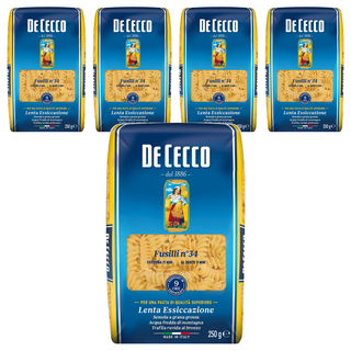 DE CECCO 得科 義大利麵 螺旋麵 No.34 採用杜蘭小麥粉 傳統製麵法 彈牙口感, 250g, 5包