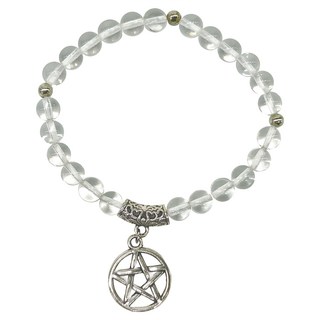 招財開運平安白水晶 淨心脈輪五芒星日本銀飾手鍊, 5g, 1個
