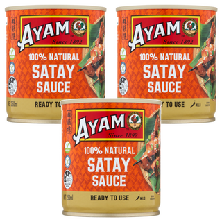 AYAM 雄雞標 沙嗲醬, 100% 天然, 即食, 溫和, 250ml, 3罐