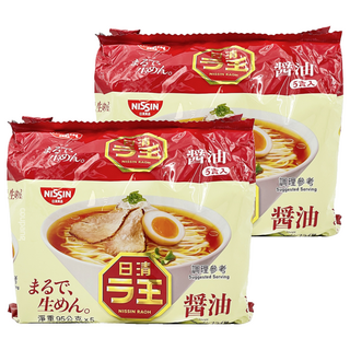 NISSIN 日清 拉王 非油炸速食麵 醬油 95g, 10包