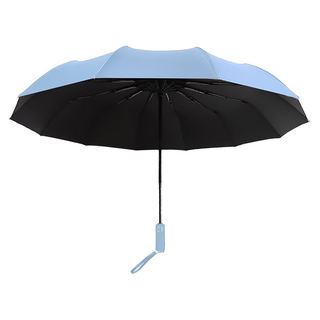 小麥購物 十二骨黑膠自動傘 展開(100 x 65cm) 460g 淺天藍 防曬
