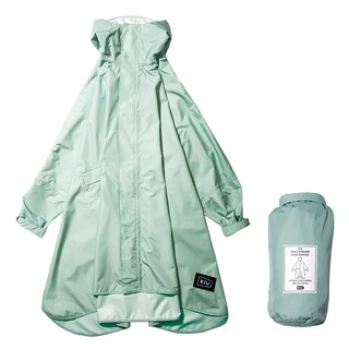 KiU 標準成人空氣感有袖斗篷雨衣 420g超輕量 透氣 20000mm H2O耐水壓, 薄荷綠, FREE(94 x 105 x 125.5cm), 1件
