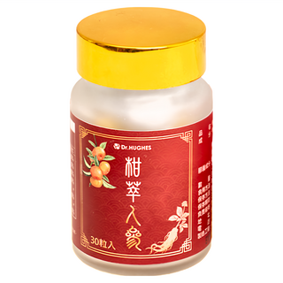 Hughes 休斯生醫 柑萃人參, 滋補養氣首選, 9種草本萃取, 配方成份, 500mg, 30顆, 1瓶