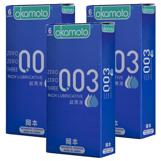 Okamoto 岡本 003RL超潤滑保險套, 6入, 3盒