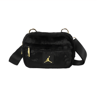 NIKE 耐吉 JORDAN 喬丹 FAUX FUR 斜挎包, 單一尺寸, 正黑色