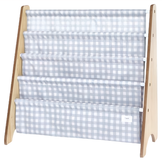 3 sprouts 友善地球書架 置物袋 環保材質, 水藍格子, 4層