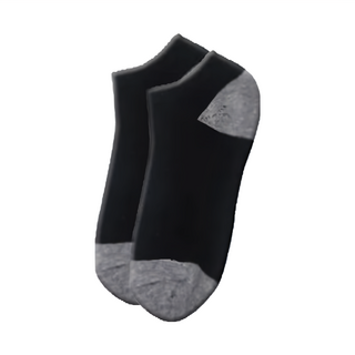竹炭毛巾底運動襪 船型 Set 12, 黑色, 22~26cm