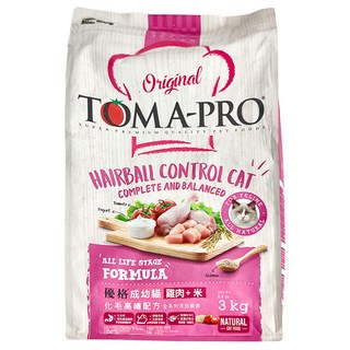TOMA-PRO 優格 成幼貓化毛高纖配方 乾飼料, 雞肉 + 米, 3kg, 1袋