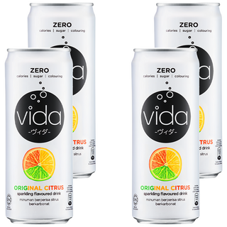 DyDo Vida 氣泡飲，柑橘味，零卡路里，零糖，零色素, 325ml, 4罐