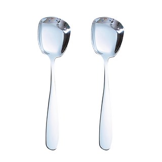 韓式拌飯方頭加厚湯匙 Set 2入, 304不鏽鋼材質 加寬加大勺頭, 1組, 銀色