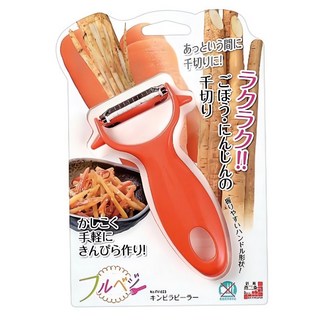 SHIMOMURA 下村 Fru-Veggie KG FruVege 牛蒡 胡蘿蔔細絲刮皮 刨絲器, 橘色, 1個