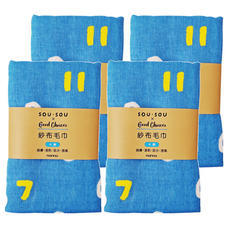 SOU SOU 紗布毛巾-十數, 親膚速乾吸水透氣, 34x75cm, 棉100%, 4條