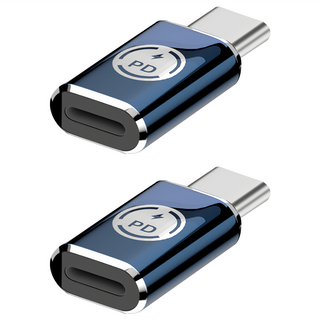 UniSync Apple專用 Type-C轉 Lightning PD35W快充傳輸轉接頭 直頭, 黑色, 2個, 30.5mm