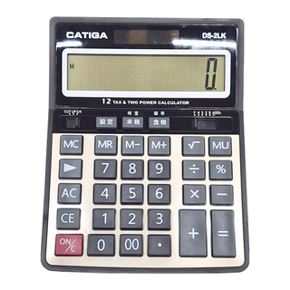 CATIGA 12位稅率計算機 DS-2LK 大按鍵 雙電源 大顯示螢幕, 1個
