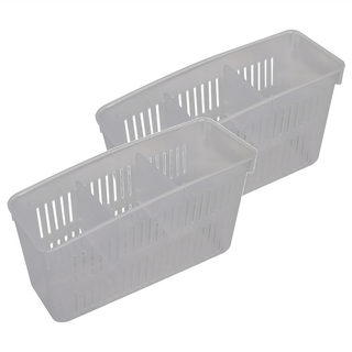 inomata 冰箱冷藏收納籃 附2枚分隔板, 9.7 x 24.5 x 14cm, 長方型分格, 2個