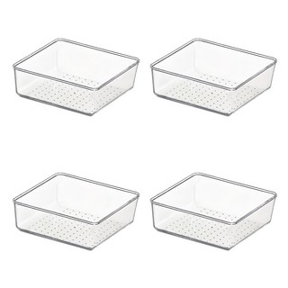 Ju and Ji 透明收納整理盒 15 x 15 x 5.6 cm, 4個, 透明色