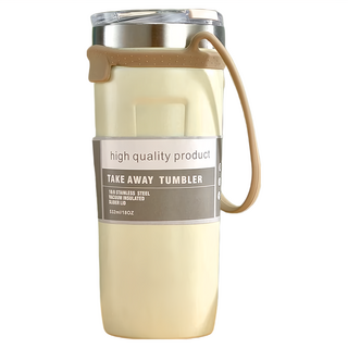 大容量手提保溫杯, 矽膠防燙保溫設計, 710ml, 不鏽鋼材質, 保冰隔熱, 黑色/米白色/綠色/粉色, 1個