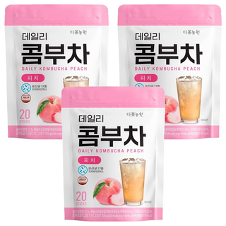 Danongwon 乳酸菌康普茶 水蜜桃口味，20包，每杯僅16卡路里，獨立包裝，方便攜帶，德國紅茶菌萃取，無酒精, 5g, 3袋