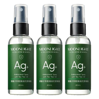 MOONLIGHT 莯光 Ag+銀離子茶樹精油抗菌噴霧 80ml 隨身抗菌 茶樹精油 溫和不刺激, 3瓶
