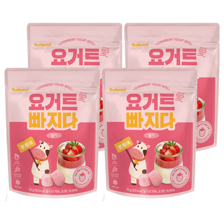 ibobomi 乳酸菌優格點心，韓國生乳製作，無添加人工香料、色素、防腐劑, 草莓味, 16g, 4包