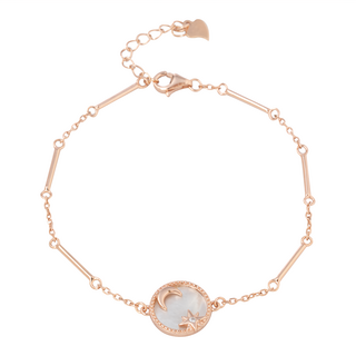 RADIANT STAR 璀璨之星 925純銀 照亮日月小圓珍珠母貝星星月亮手鍊 SL739