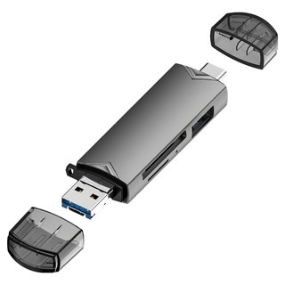 USB3.0多功能6合1 OTG讀卡機, 1個, 深灰色, D-398