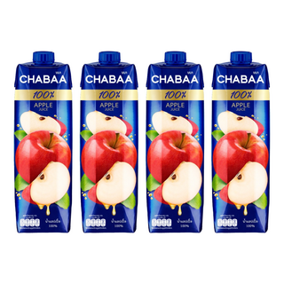 CHABAA 啜吧 100%蘋果汁 泰國原裝進口 原汁原味, 1L, 4瓶