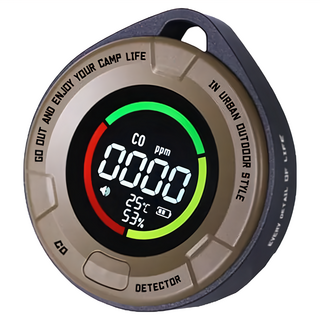 ADAMOUTDOOR 隨身一氧化碳溫濕度偵測器 隨時偵測 超清晰警示警報 支援USB Type-C充電, 沙色, 1個