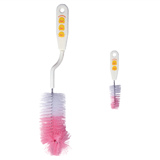 PiYOPiYO 黃色小鴨 360度奶瓶刷2件組, 360度旋轉握柄，不鏽鋼旋棒, 1組, 粉色