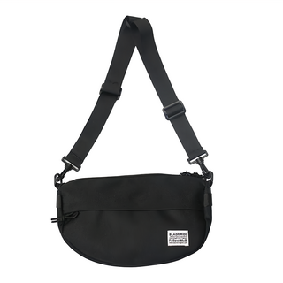 E.City 牛津布半圓休閒肩背腰挎包 外層牛津布+內層尼龍 約190g, 29 × 19 × 12cm, 黑色