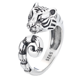 財神小舖 財運提升 虎爺戒指 (925純銀) 活戒圈, 進財虎