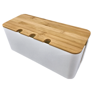 isona 愛收納 三孔竹板延長線收納盒 550g, 白色, 2個