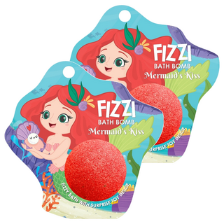 Saboo 泡沫沐浴球 美人魚之吻 內附驚喜小公仔, 2顆, 100g