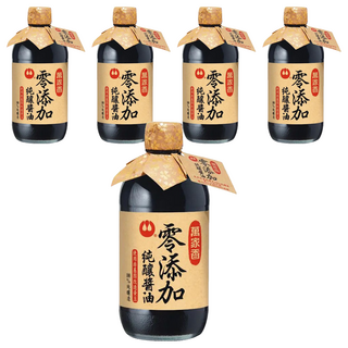 萬家香 零添加 純釀醬油，使用非基因改造黃豆，100%純天然釀造，450ml 玻璃瓶裝, 5瓶