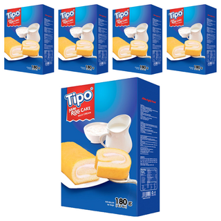 Tipo 瑞士捲 牛奶口味 選用優質小麥及精選雞蛋 牛奶香味四溢 鬆軟不黏牙 老少皆宜, 180g, 5盒