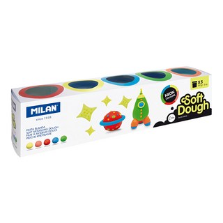 MILAN 捏捏麵團好好玩黏土, 5色 霓虹糰子, 1組
