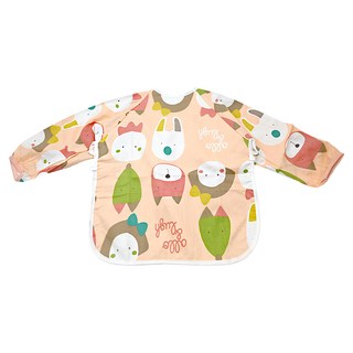 PUKU 藍色企鵝 長袖防水圍兜衣, 用途多廣，吃飯、畫畫皆適用, 粉紅動物, 1件