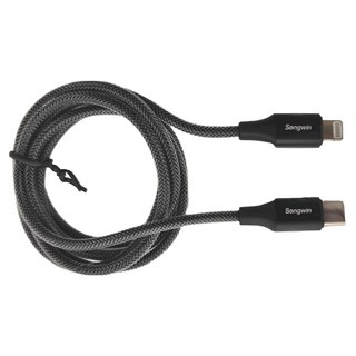Songwin 尚之宇 Lightning-Type-C PD快充漁絲傳輸線, 170mm, 黑色, 1條