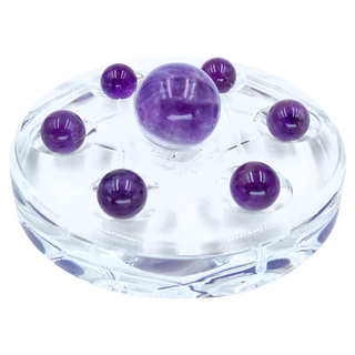 鑫運來 能量全開五行七星盤 黃玉/東菱玉/紅碧玉/黑碧璽/粉晶/白水晶/紫晶/壓克力材質, 紫水晶七星陣, 1個