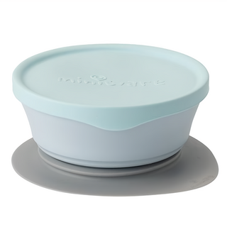miniware 微兒 天然聚乳酸麥片碗組-寧靜海藍 內含麥片碗/矽膠吸盤/矽膠上蓋 台灣製造, 1組