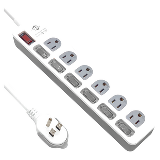 WeiTien 威電 過載斷電7開6插電源線組 3P電腦線, 2.7m, 白色, 1個