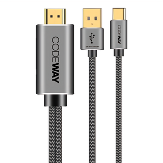 CODEWAY Type-C-HDMI傳輸線 充電支援, 2m, 1條, 灰色