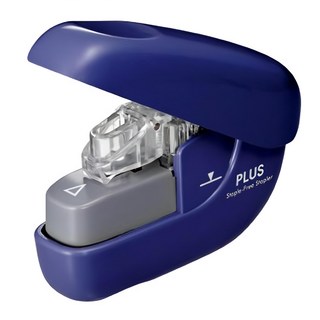 PLUS 普樂士 無針訂書機 SL-106NB, 最大可釘約6張紙, 迷你輕巧, 顏色隨機出貨, 藍色, 1個