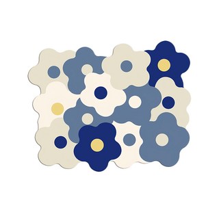 Sunday Life 洗手台面花花矽藻土吸水軟墊/瀝水墊, 藍白花花, 30 x 40cm, 1個