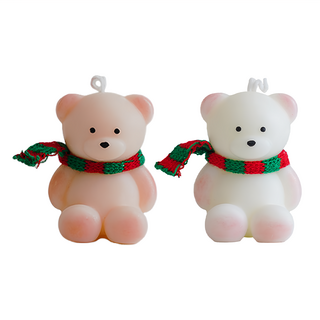 Time Leisure 點亮聖誕 聖誕交換禮物抱抱小熊香氛蠟燭 2件組, 180g, 1組, 白色(英國梨與小蒼蘭)，粉色(柏林少女)