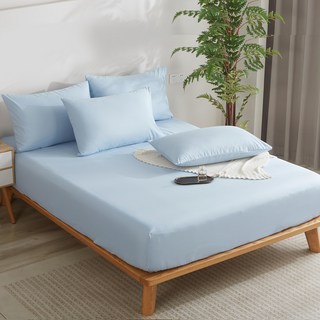 A-ONE 親膚柔軟吸濕排汗磨毛加工處理素色床包 + 枕套 2個 台灣製