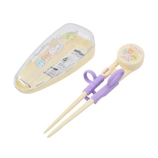 Skater ADXT1S 兒童右手學習筷 含收納盒 筷子140mm*1雙+收納盒136*65*45mm*1個, 角落生物, 1組